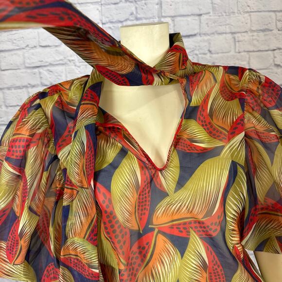 CQ by CQ Multicolored top with big Puff sleevse size large - Picture 6 of 12